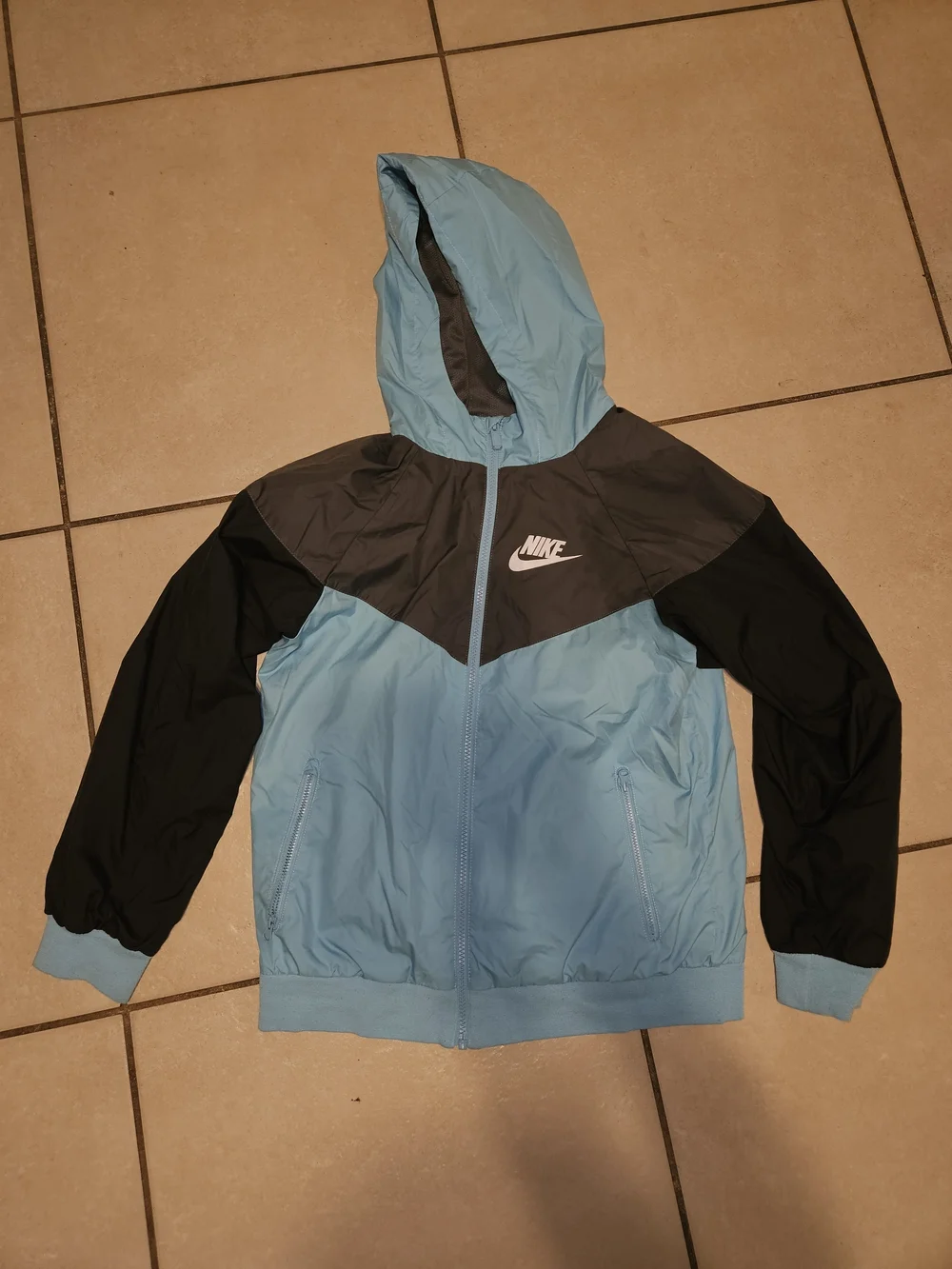 Nike Kids Light Blue, Black & Gray Hooded Windbreaker